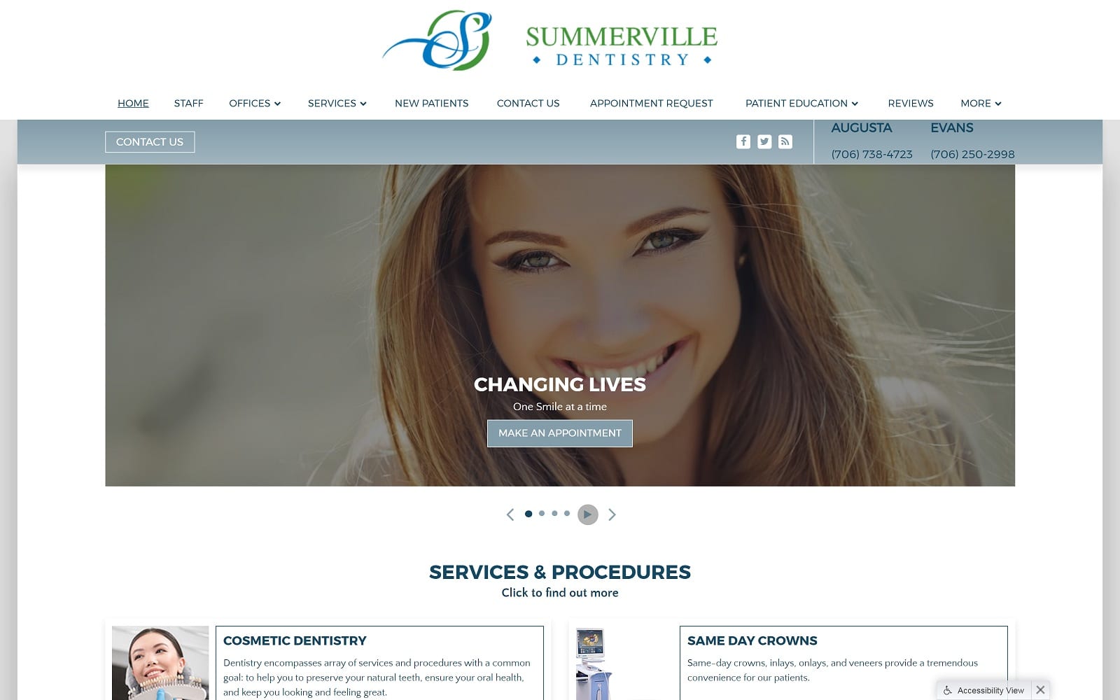 The Screenshot of Summerville Dentistry summervilledentistry.com Website