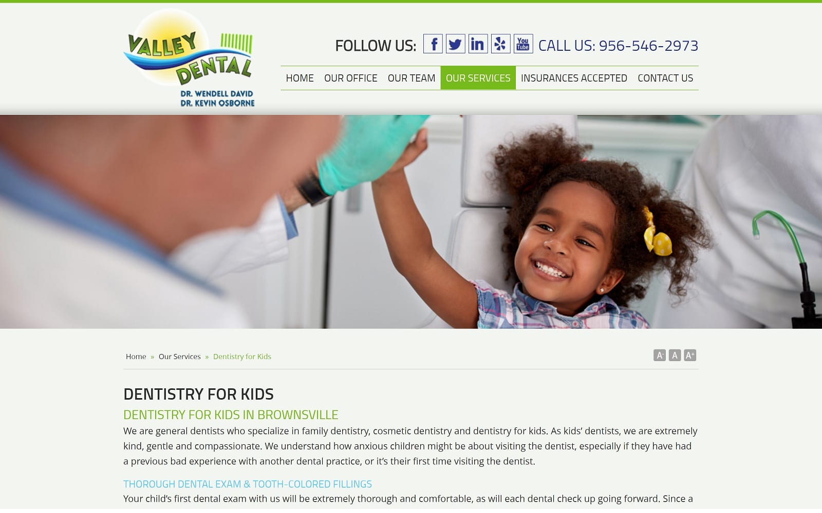 The Screenshot of Valley Dental texasvalleydental.com Website