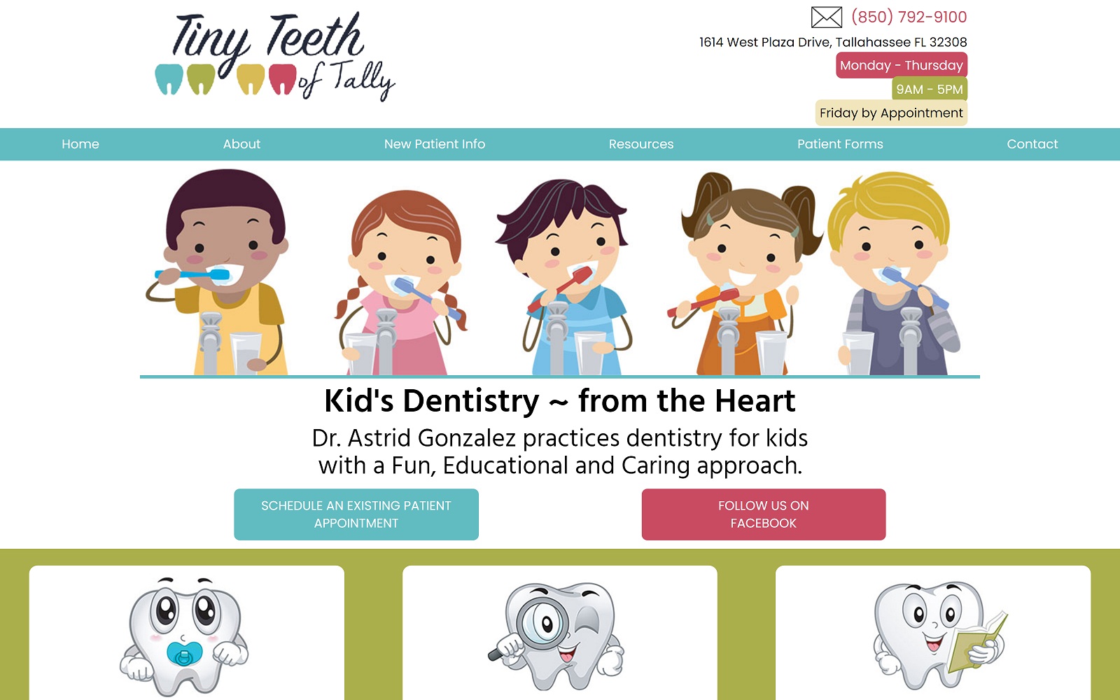The Screenshot of Tiny Teeth of Tally tinyteethoftally.com Dr. Astrid Gonzalez Website