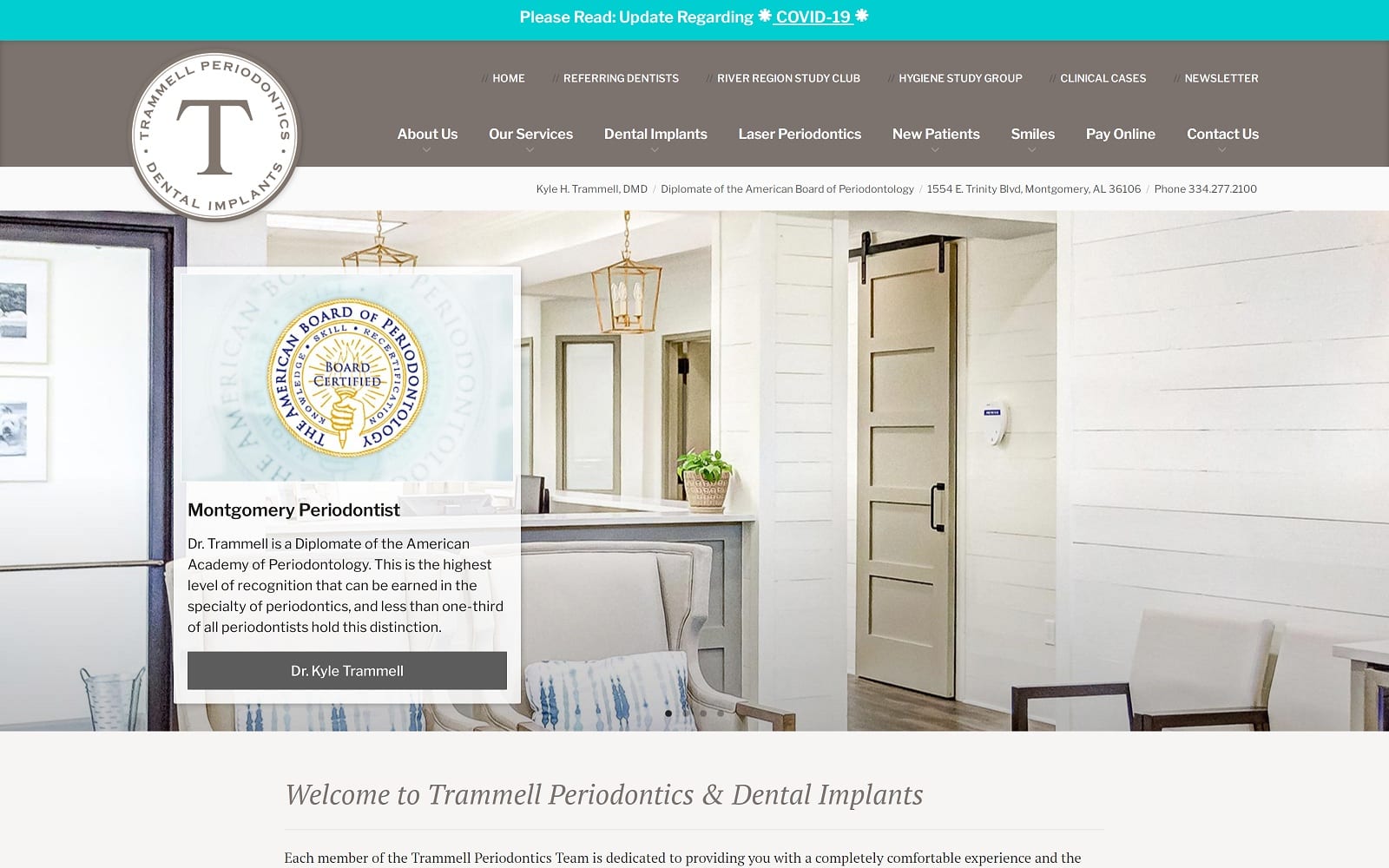 The Screenshot of Trammell Periodontics, LLC trammellperio.com Dr. Kyle Trammell Website