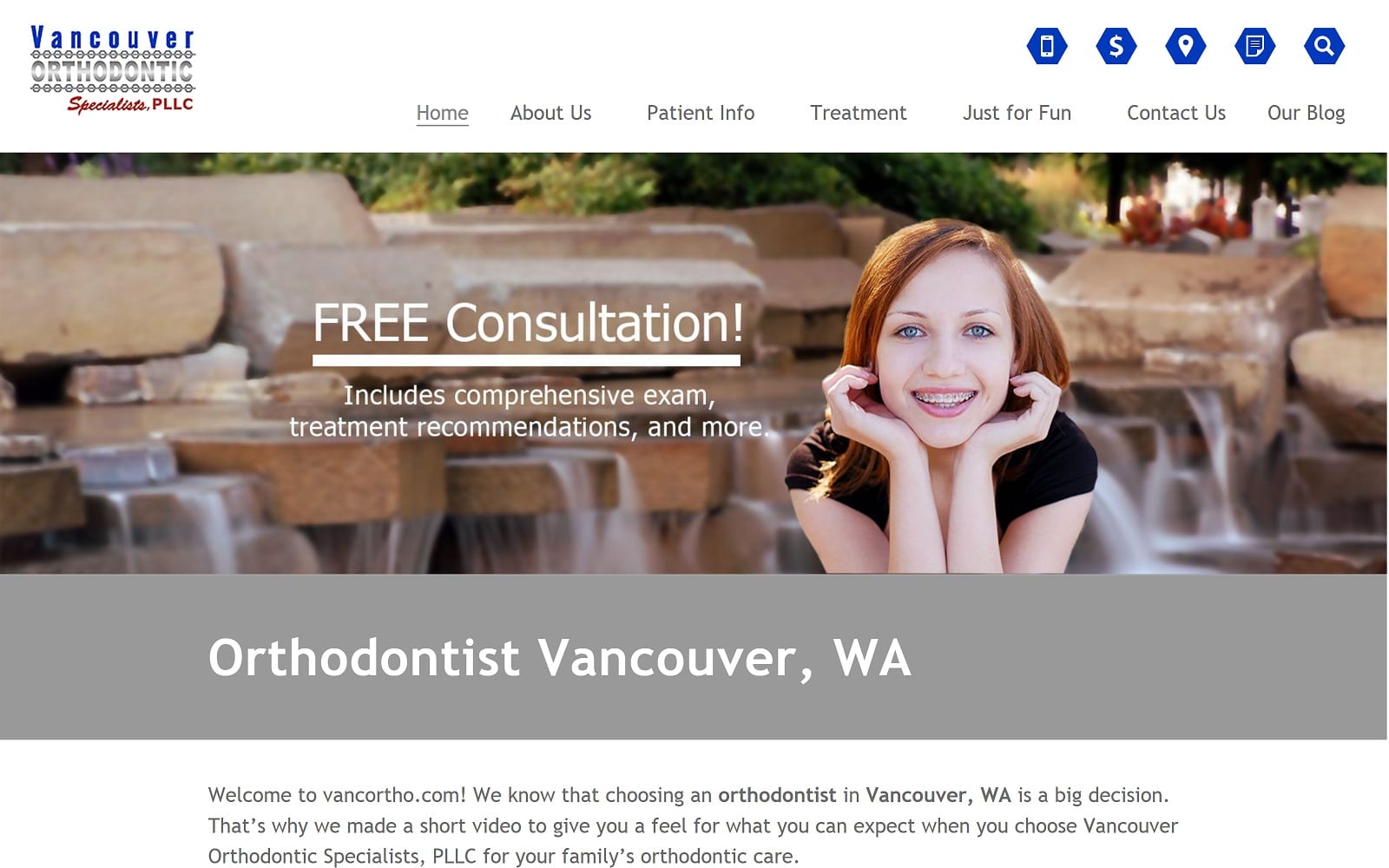 The Screenshot of Vancouver Orthodontic Specialists, PLLC vancortho.com Website