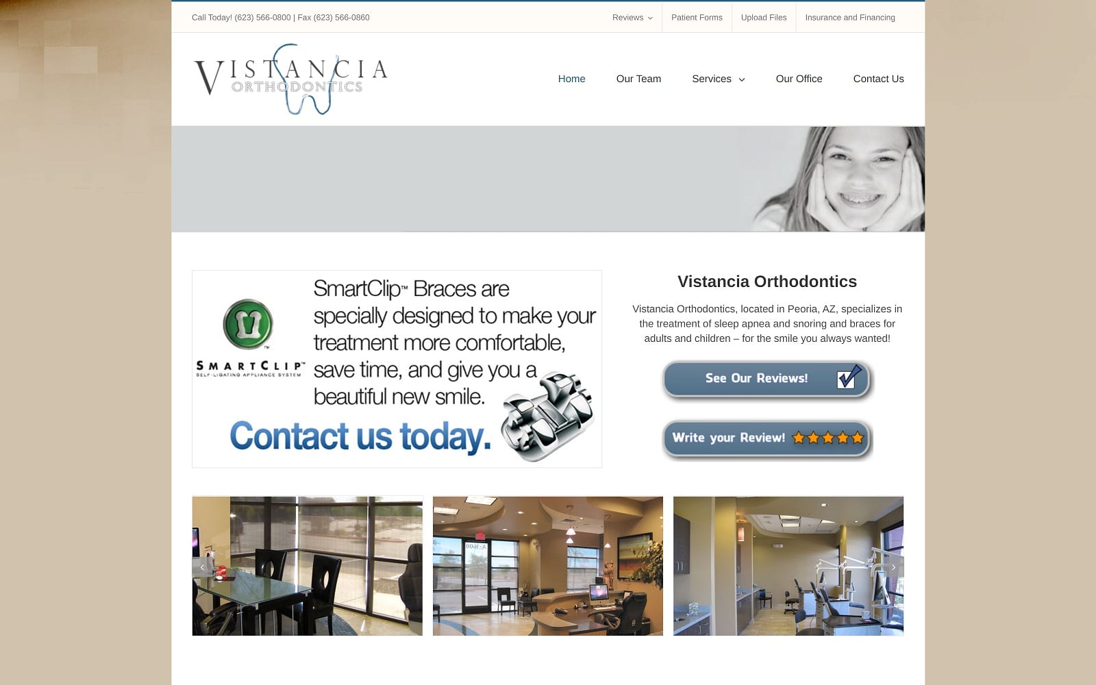 The Screenshot of Vistancia Orthodontics Peoria's Orthodontist vistanciaortho.com Website