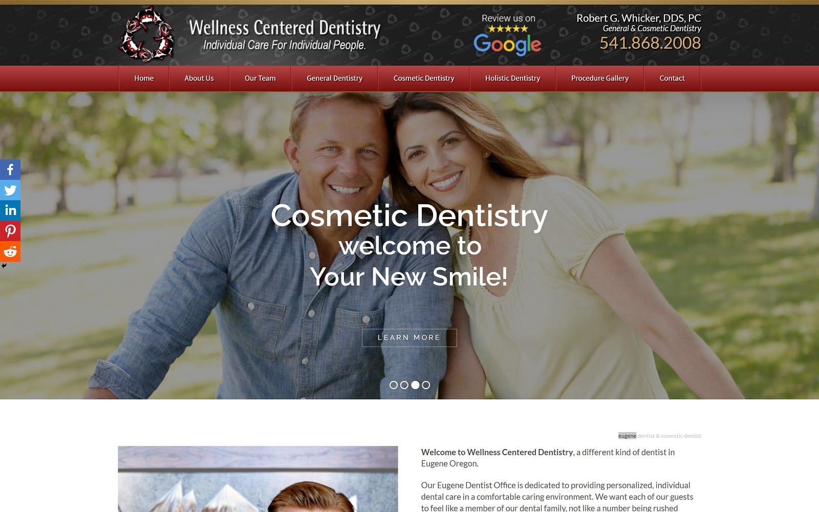 The Screenshot of Wellness Centered Dentistry wcdentistry.com Website