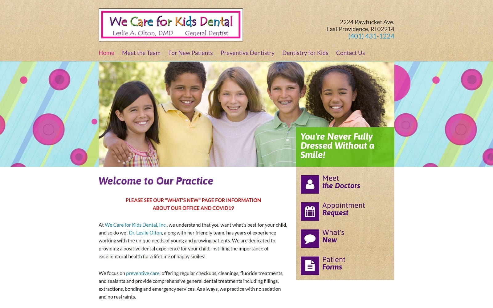The Screenshot of We Care For Kids Dental: Leslie A Olton, DMD wecareforkidsdental.com Website