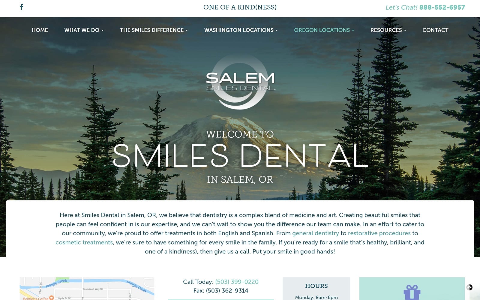 The Screenshot of Smiles Dental Salem welovesmiles.com/locations/oregon-locations/salem-dental Website
