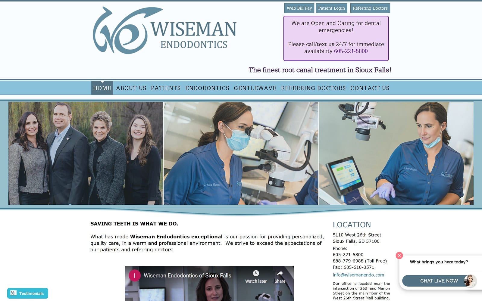 The Screenshot of Wiseman Endodontics wisemanendo.com/home.aspx Website
