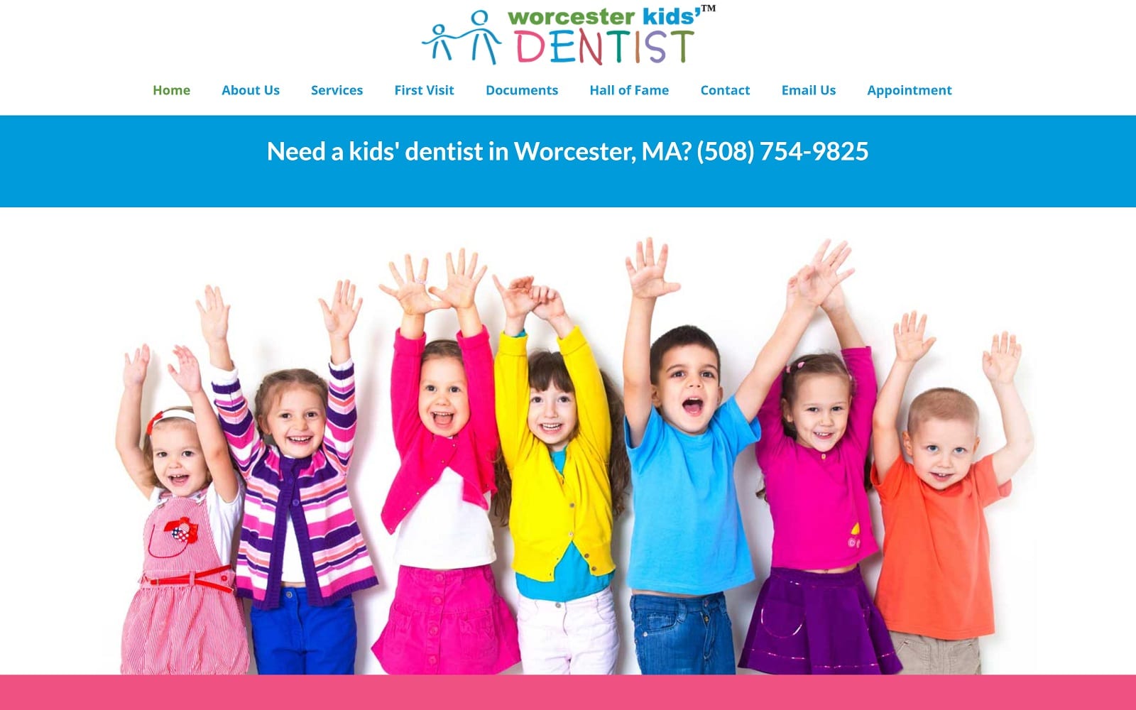 The Screenshot of Worcester Kids Dentist worcesterkidsdentist.com Website