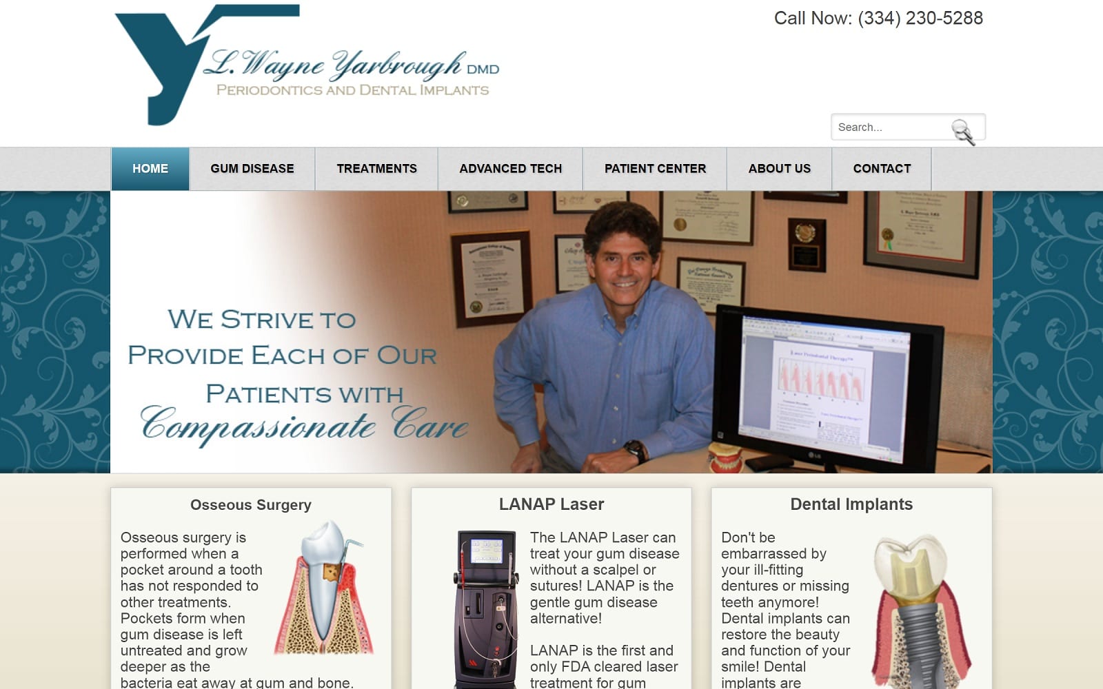 The Screenshot of L. Wayne Yarbrough DMD yarbroughperiodontics.com Website