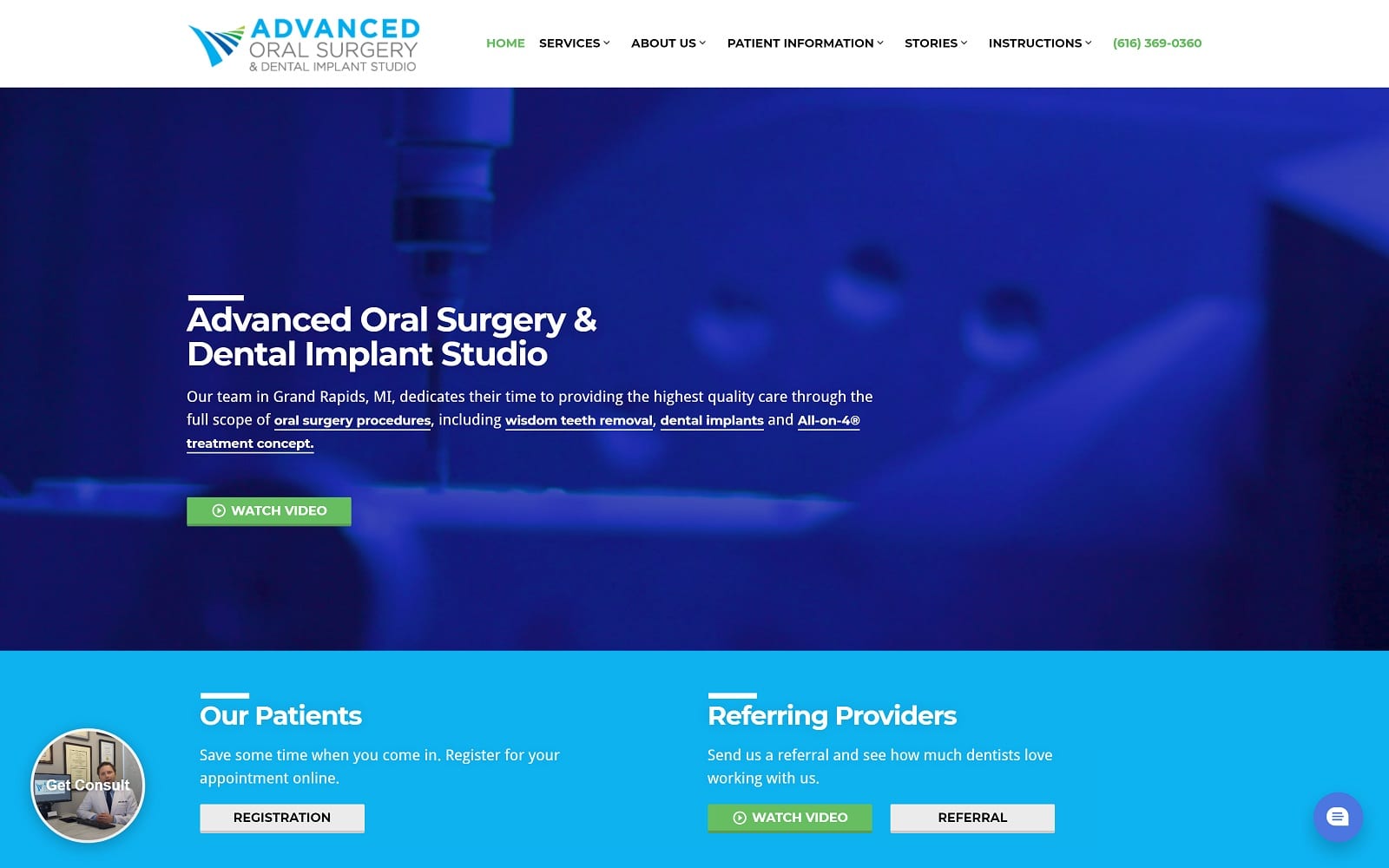 The Screenshot of Advanced Oral Surgery & Dental Implant Studio and Wisdom Teeth advancedoralsurgerymi.com Website