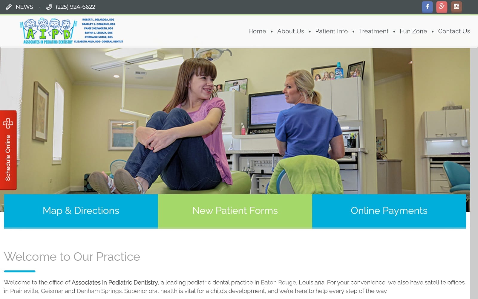 The Screenshot of Associates in Pediatric Dentistry aipdbr.com Website