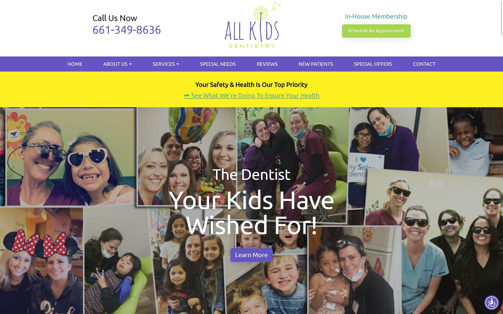 The Screenshot of All Kids Dentistry, Laura Greenwald DDS allkidsdentistryscv.com Website
