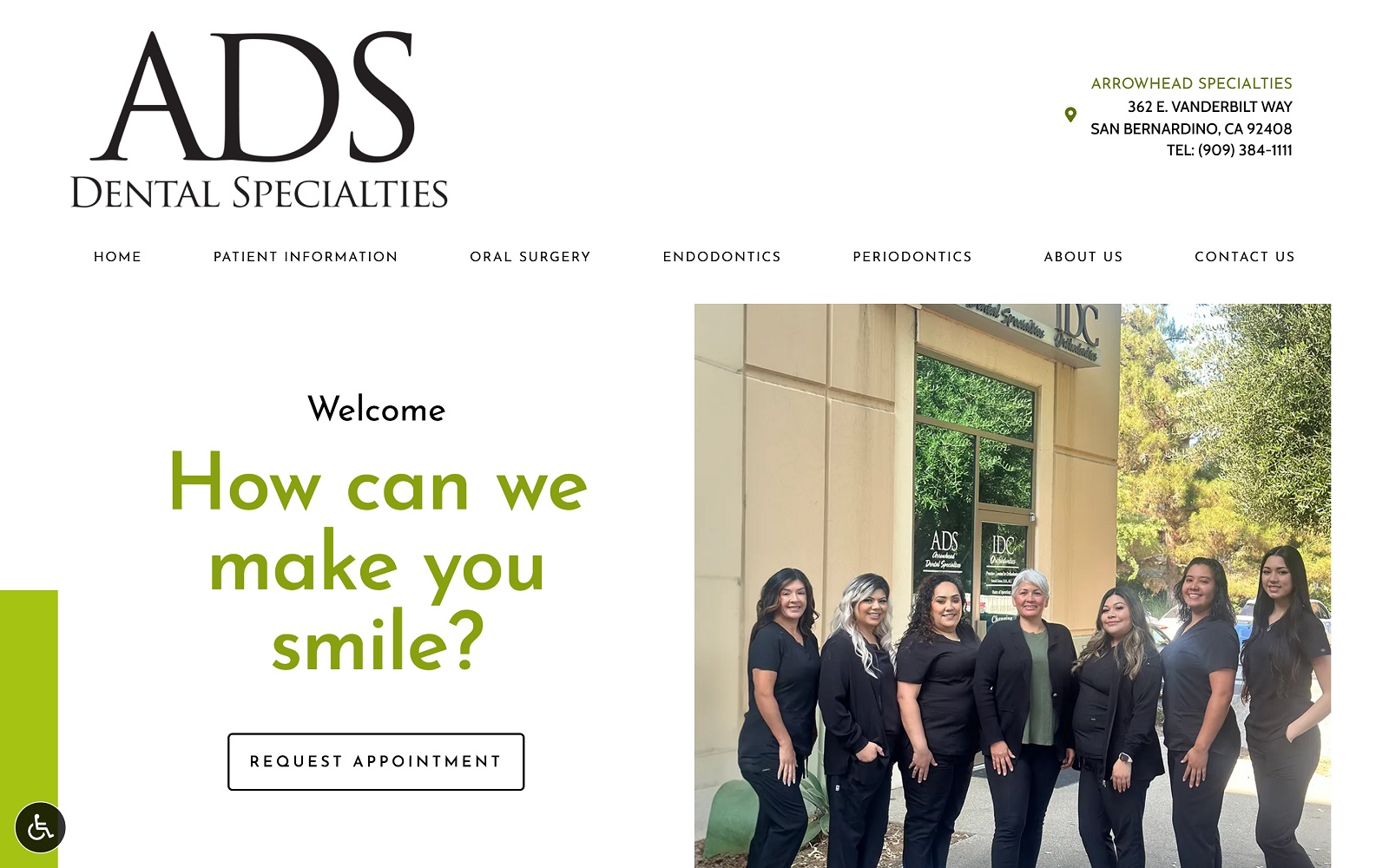 arrowheaddentalspecialties.org screenshot