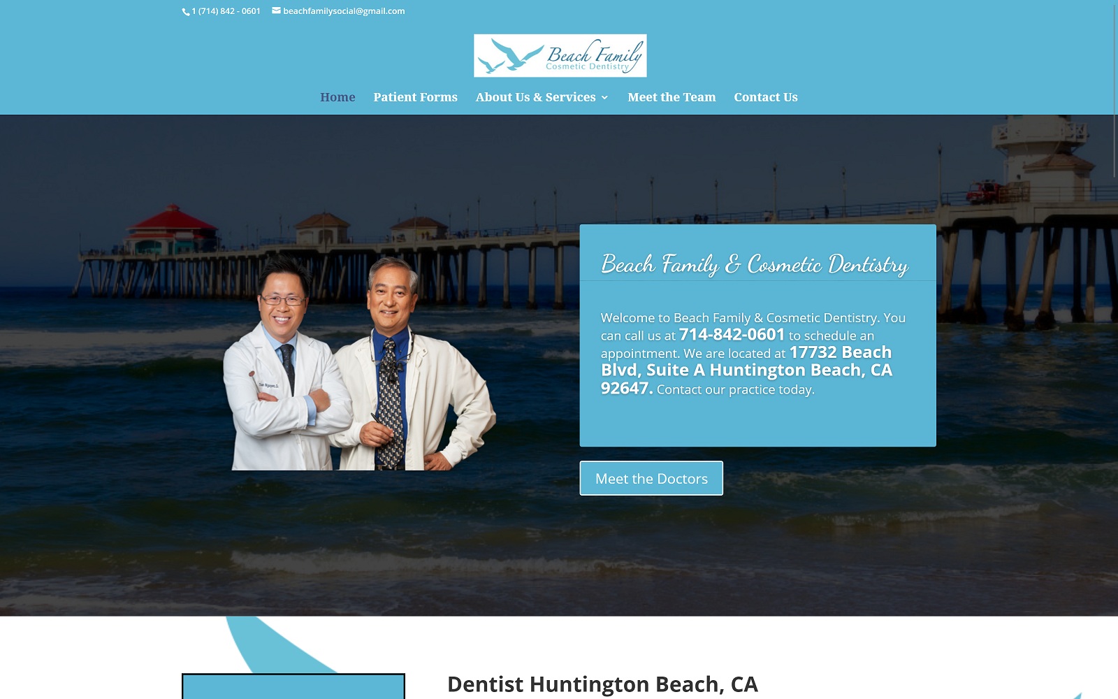 The Screenshot of Beach Family Cosmetic Dentistry beachfamilydentistry.com Website