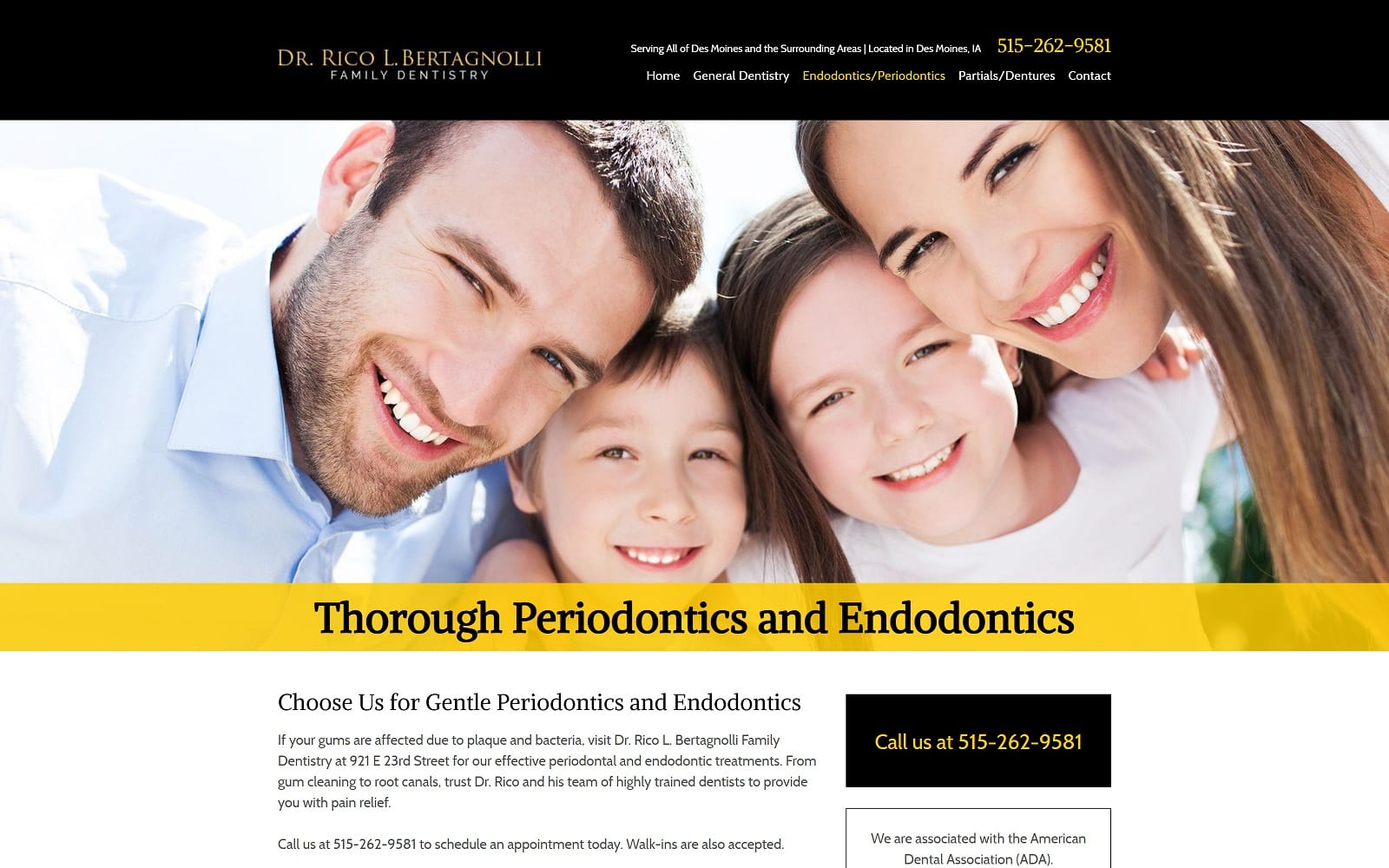 The Screenshot of Dr. Rico Bertagnolli Family Dentistry bertagnollifamilydentistry.com Website