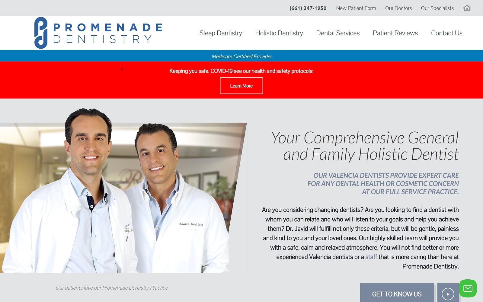 The Screenshot of Promenade Dentistry Santa Clarita bestsantaclaritadentist.com Dr. Javid Website