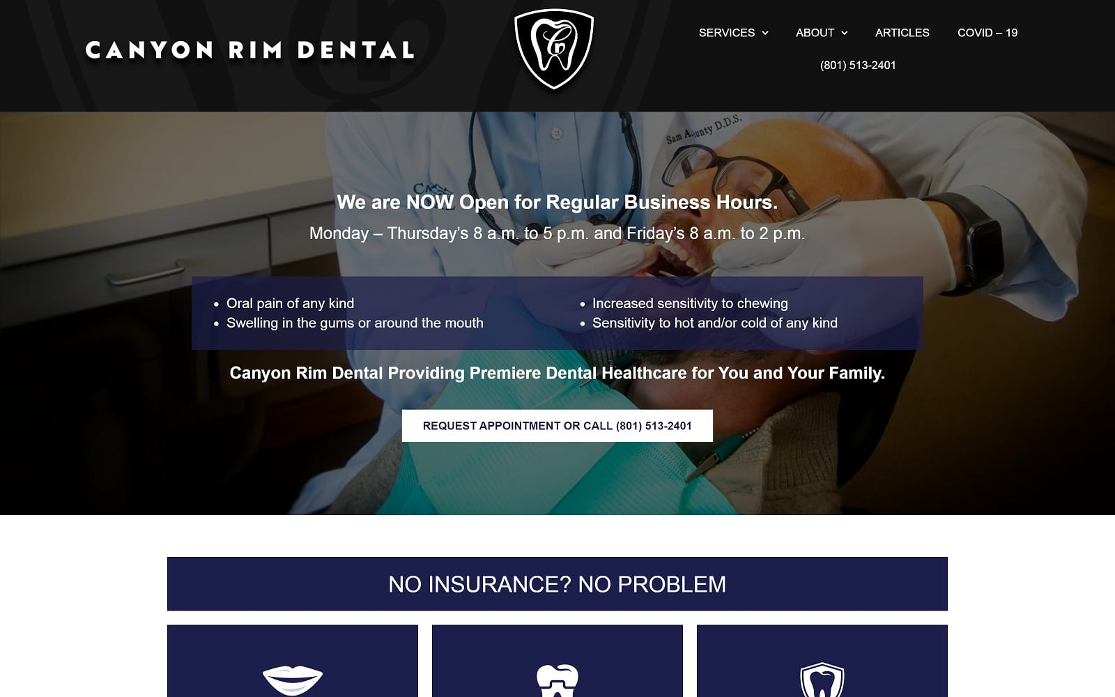 The Screenshot of Canyon Rim Dental Salt Lake canyonrimdentalsaltlake.com Website