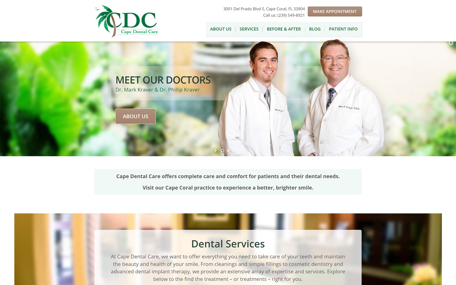 The Screenshot of Phillip Kraver DMD - Cape Dental Care capedental.com Website