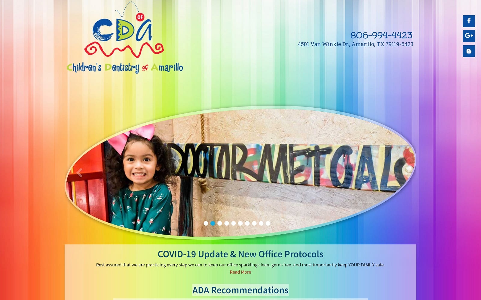 The Screenshot of Children's Dentistry of Amarillo cdofamarillo.com Website