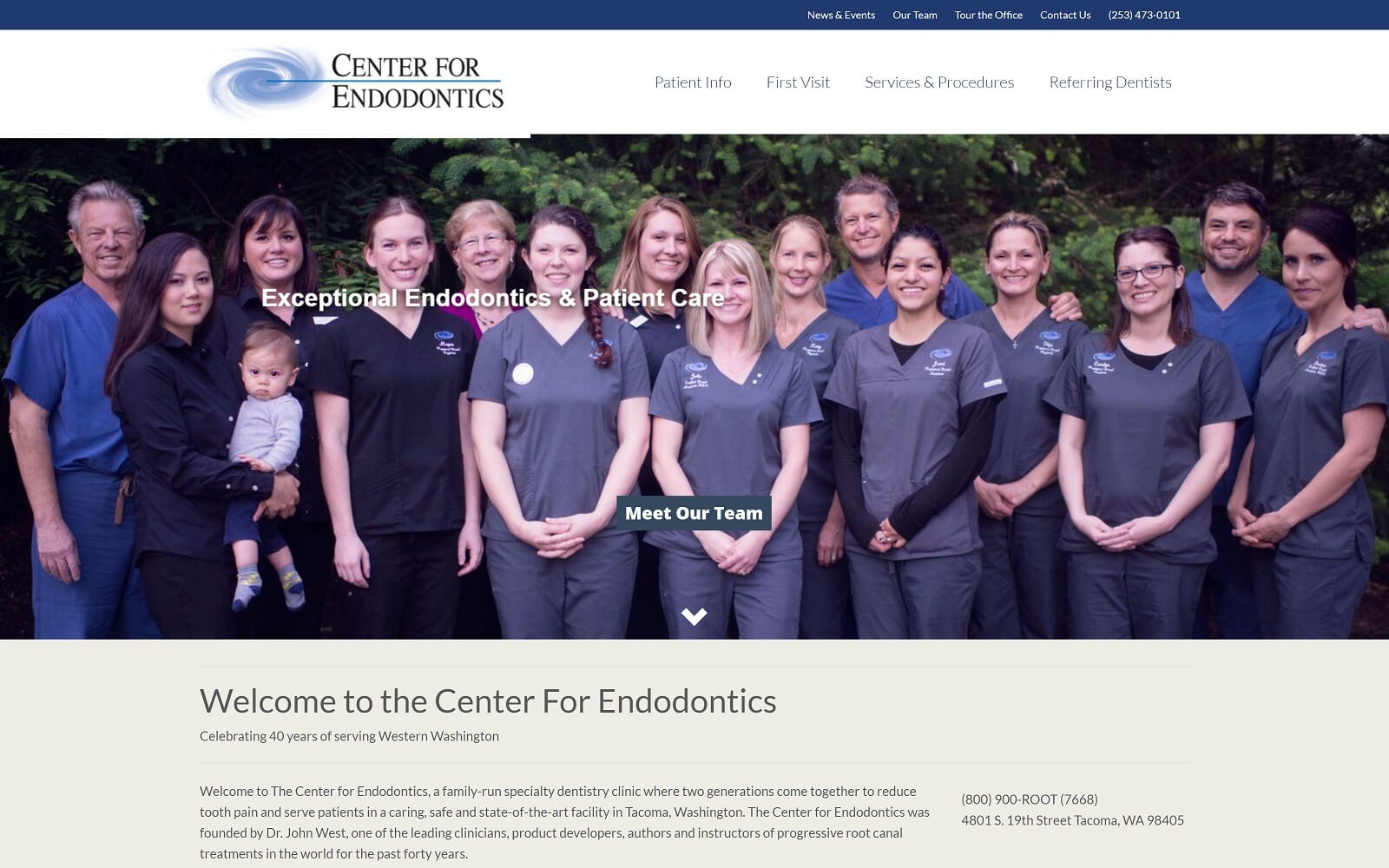 The Screenshot of Center For Endodontics centerforendodontics.com Dr. John West Website