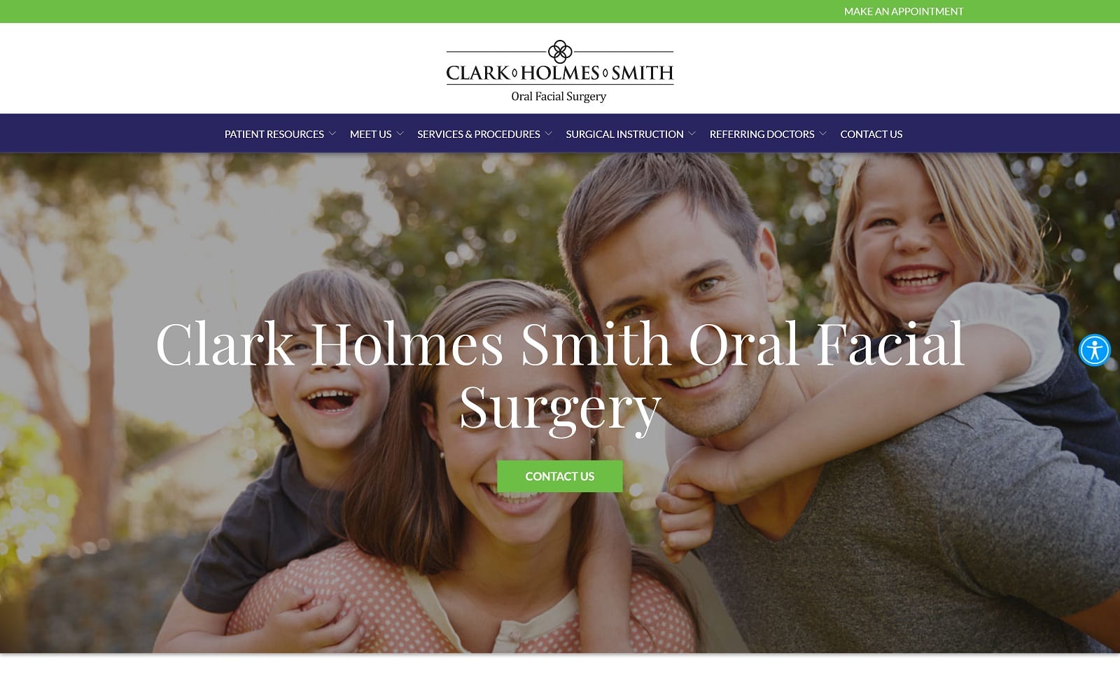 The Screenshot of Clark Holmes Smith Oral Facial Surgery clarkholmes.com Website