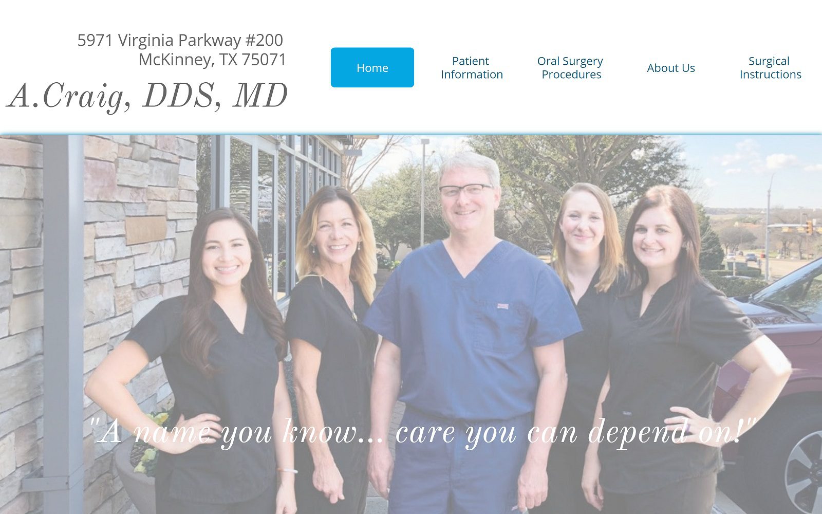The Screenshot of Mark A. Craig, DDS, MD craigoralsurgery.com Website