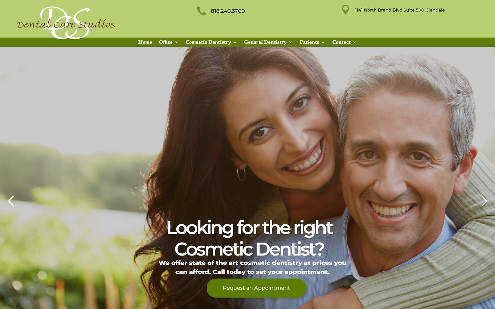 The Screenshot of Dental Care Studios dentalcarestudios.com Website