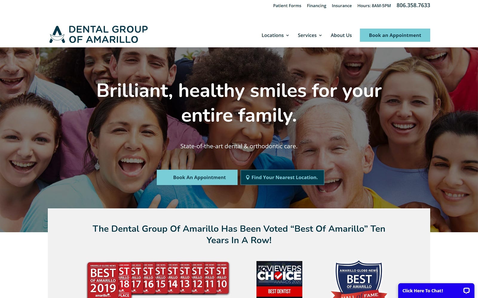 The Screenshot of Dental Group of Amarillo dentalgroupofamarillo.com Website