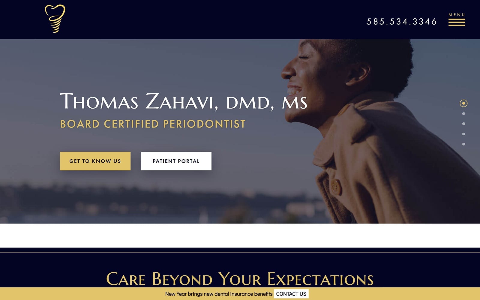 The Screenshot of Dental Implants & Periodontal Health of Rochester dentalimplantsroc.com Dr. Thomas Zahavi Website