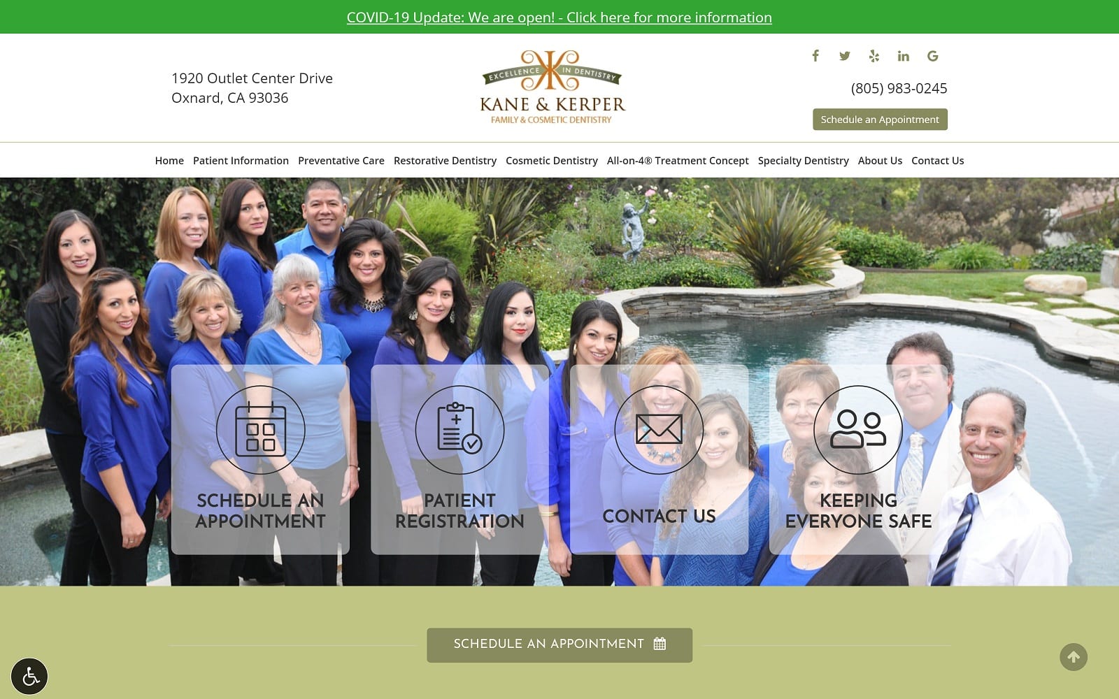 The Screenshot of Kane and Kerper Family and Cosmetic Dentistry dentist93036.com Website