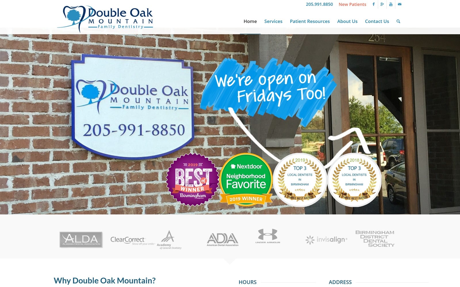 The Screenshot of Double Oak Mountain Family Dentistry domfamilydentistry.com Website