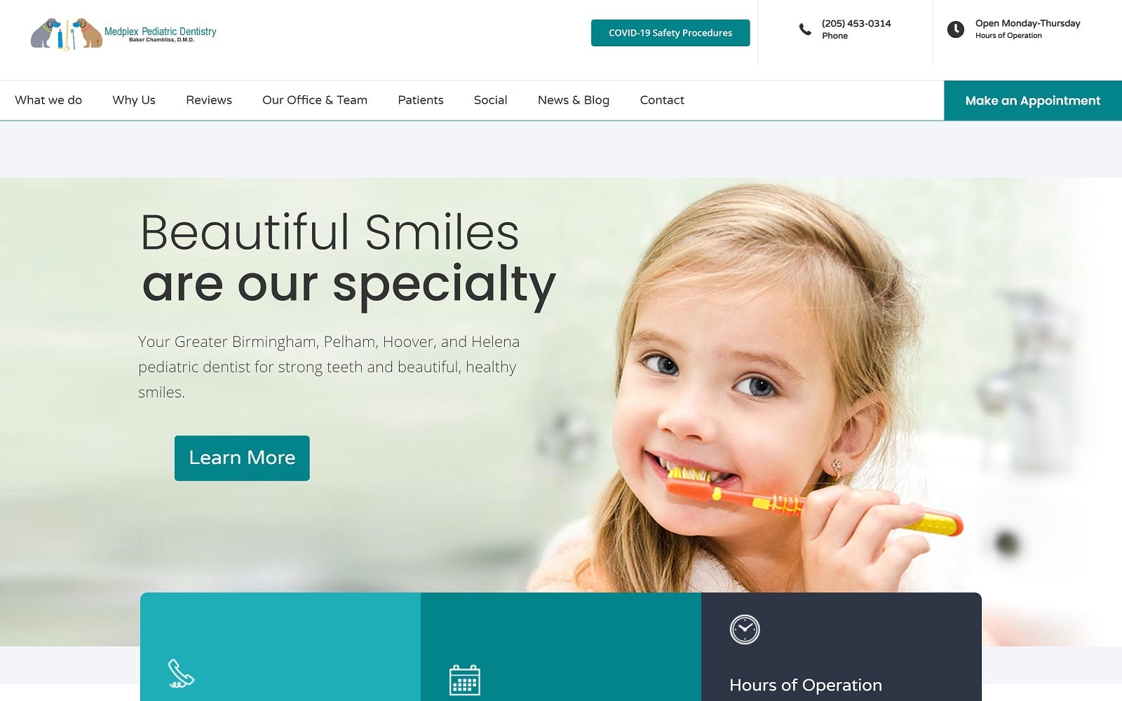 The Screenshot of Medplex Pediatric Dentistry drbakerchambliss.com Website