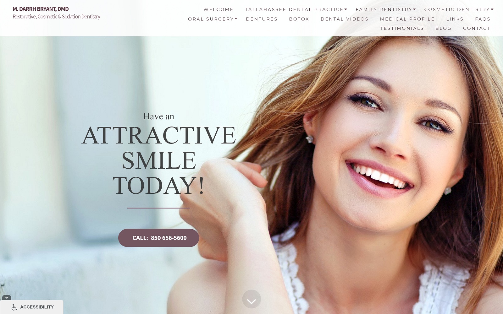 The Screenshot of Tallahassee Dentist - M. Darrh Bryant DMD drbryantdmd.com Website