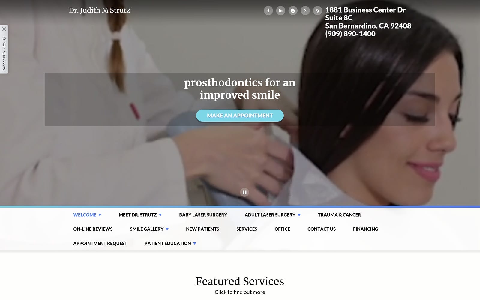 The Screenshot of Dr. Judith M. Strutz, DDS drjudystrutz.com Website
