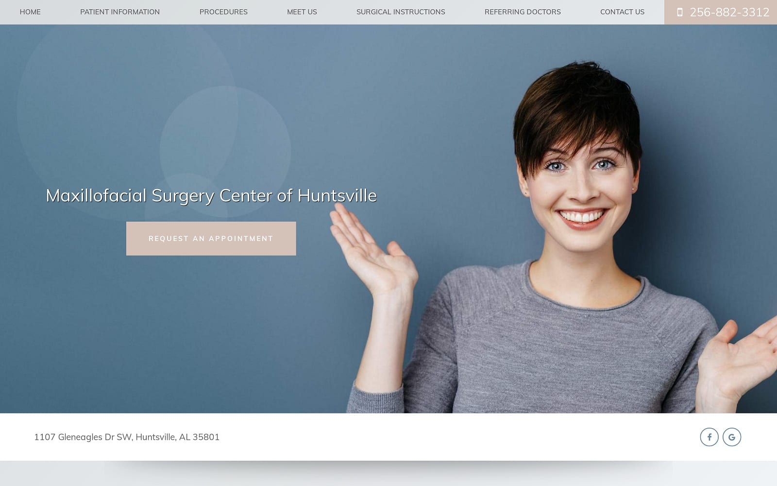 Screenshot of Maxillofacial Surgery Center of Huntsville: Leroy A. Kamelchuk, DDS Website or drleekamelchuk.com