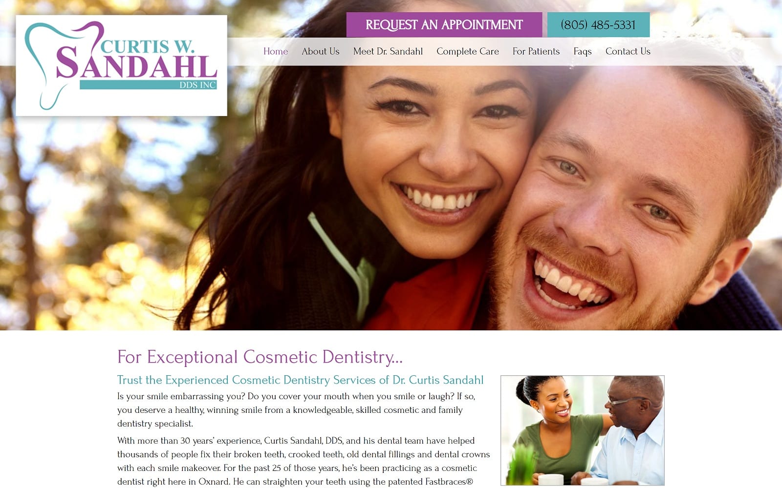 The Screenshot of Curtis W. Sandahl, DDS drsandahl.com Website