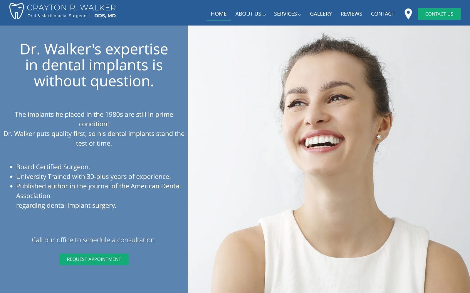 The Screenshot of Crayton R. Walker DDS, MD drwalkerddsmd.com Website