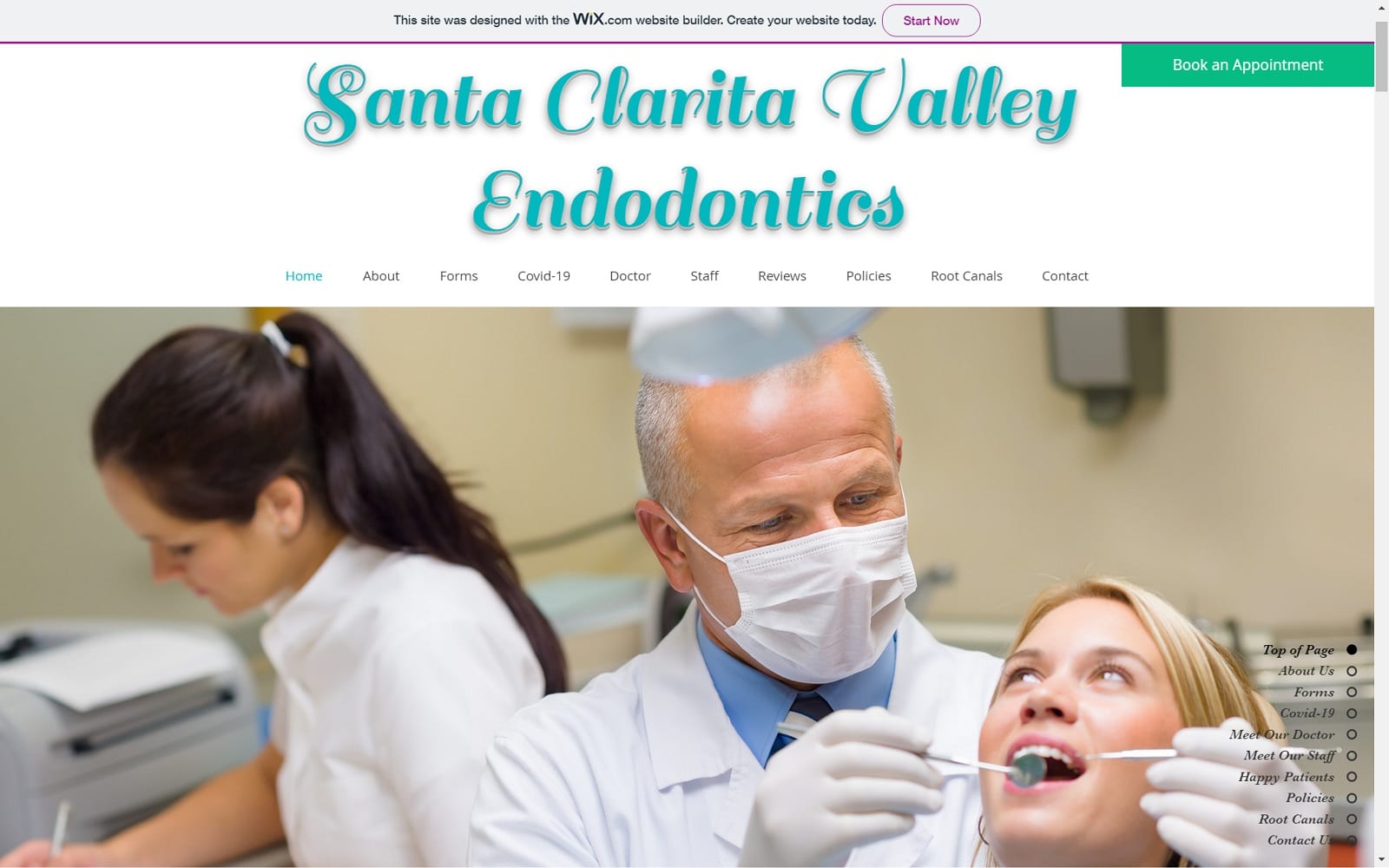 The Screenshot of Santa Clarita Valley Endodontics endoevans.com Website