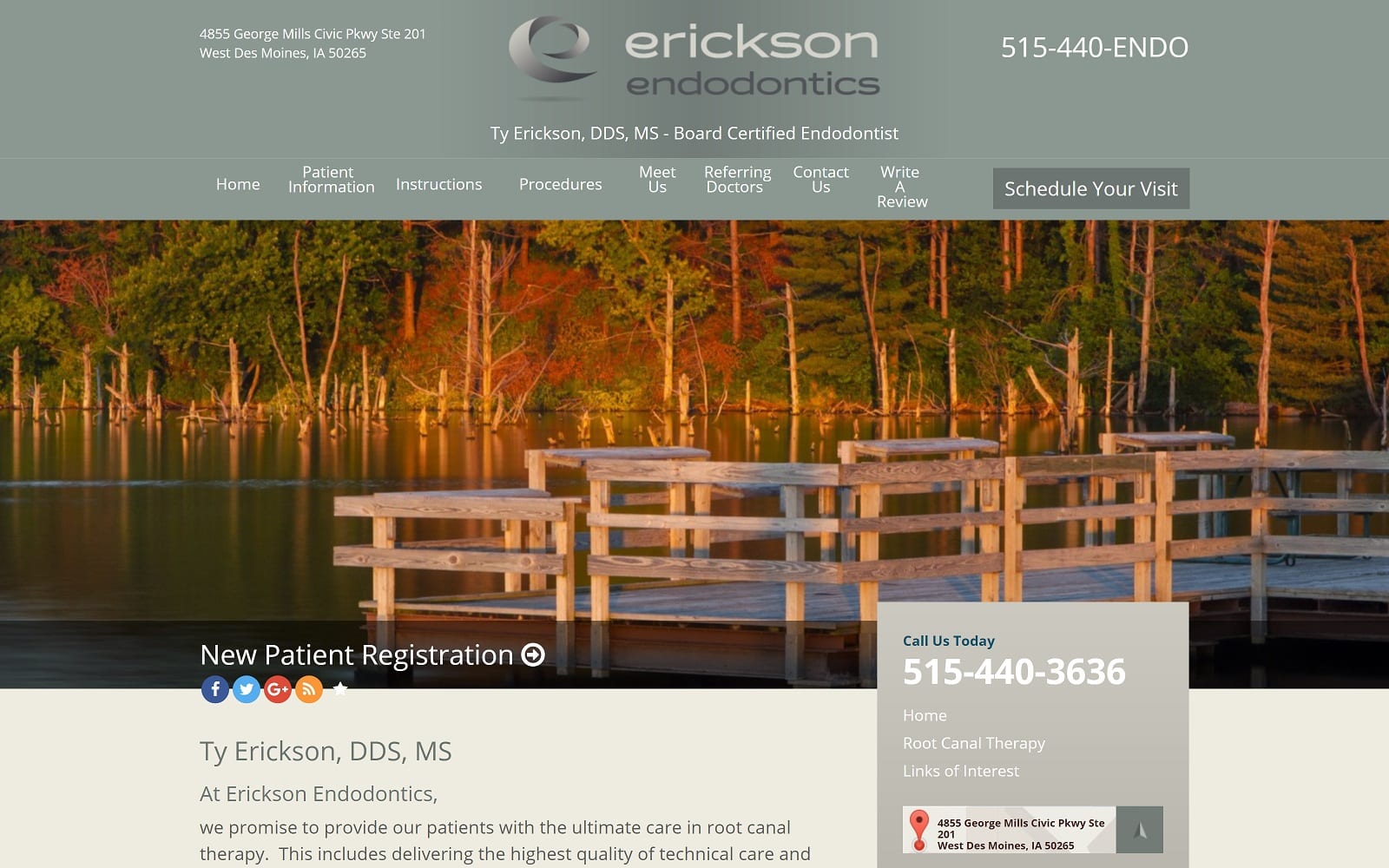 The Screenshot of Erickson Endodontics ericksonendo.com Dr. Ty Erickson Website