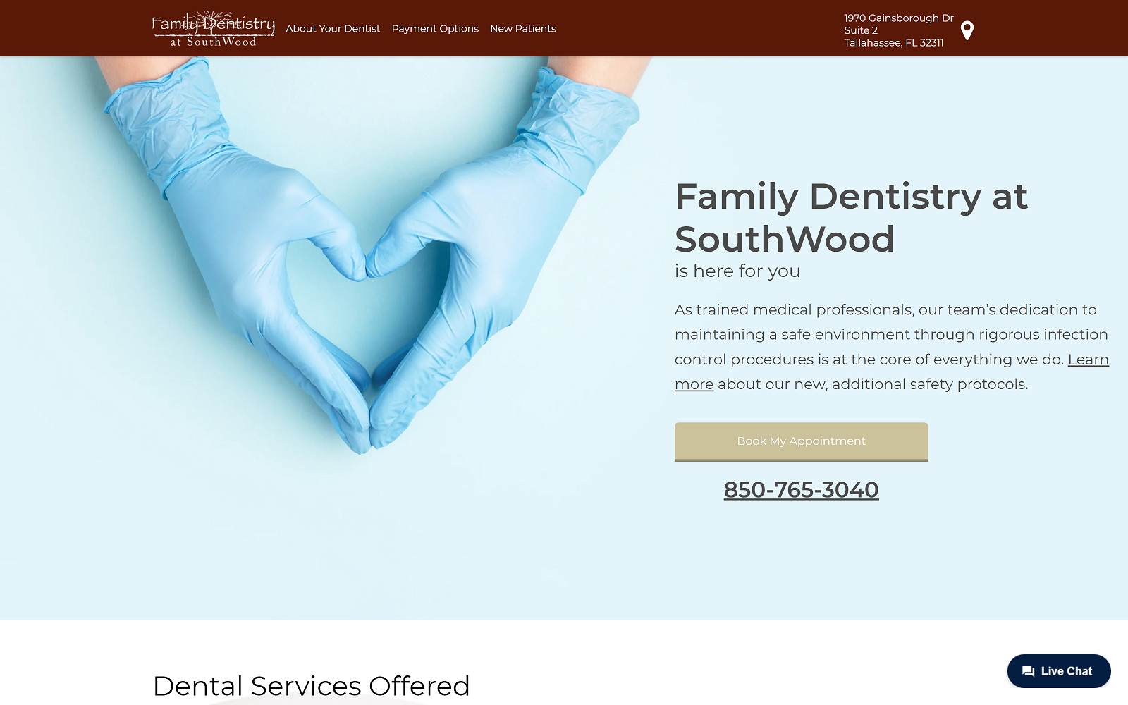 The Screenshot of Family Dentistry at SouthWood familydentistryatsouthwood.com Website