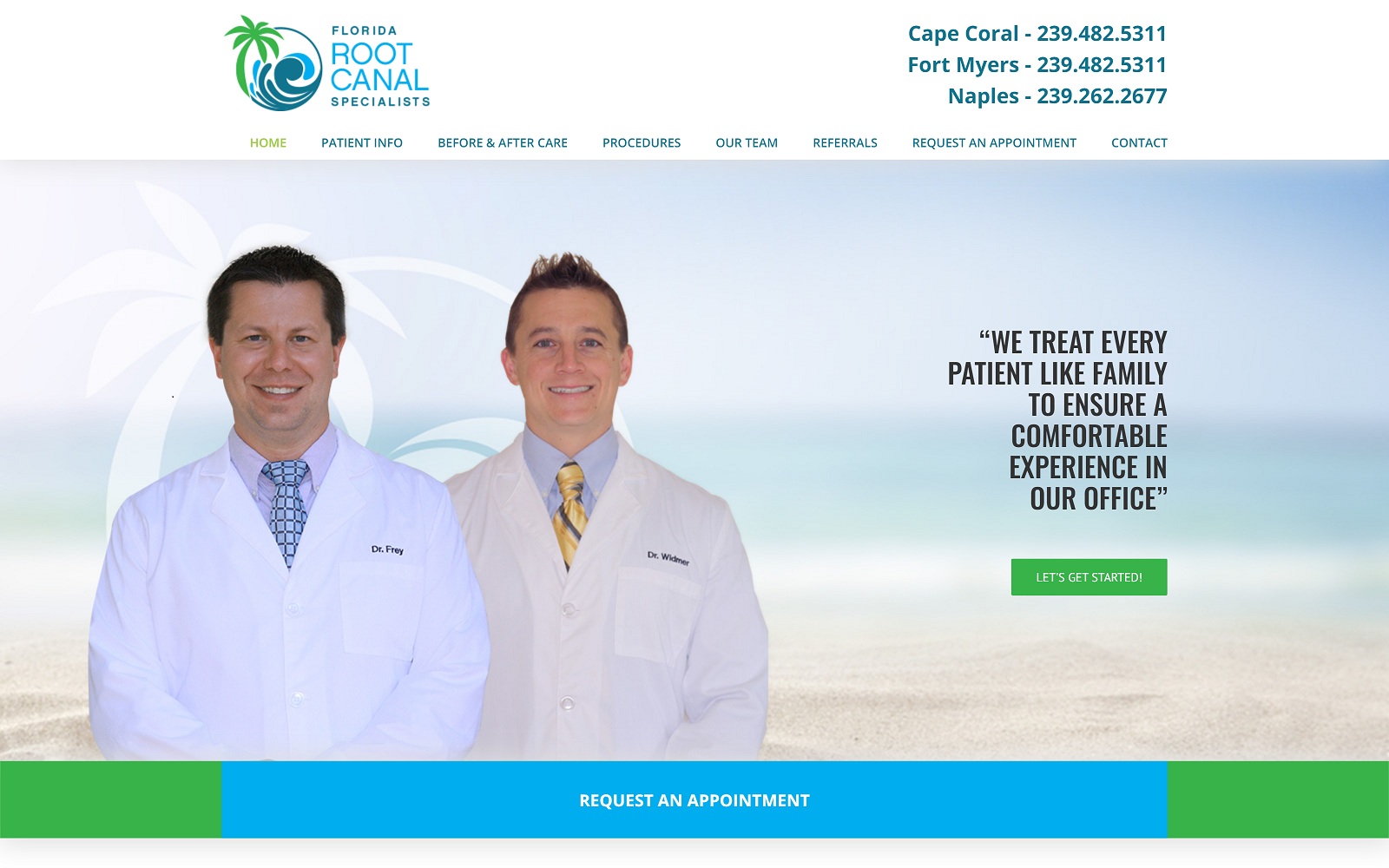 The Screenshot of Florida Root Canal Specialists floridarootcanalspecialists.com Website