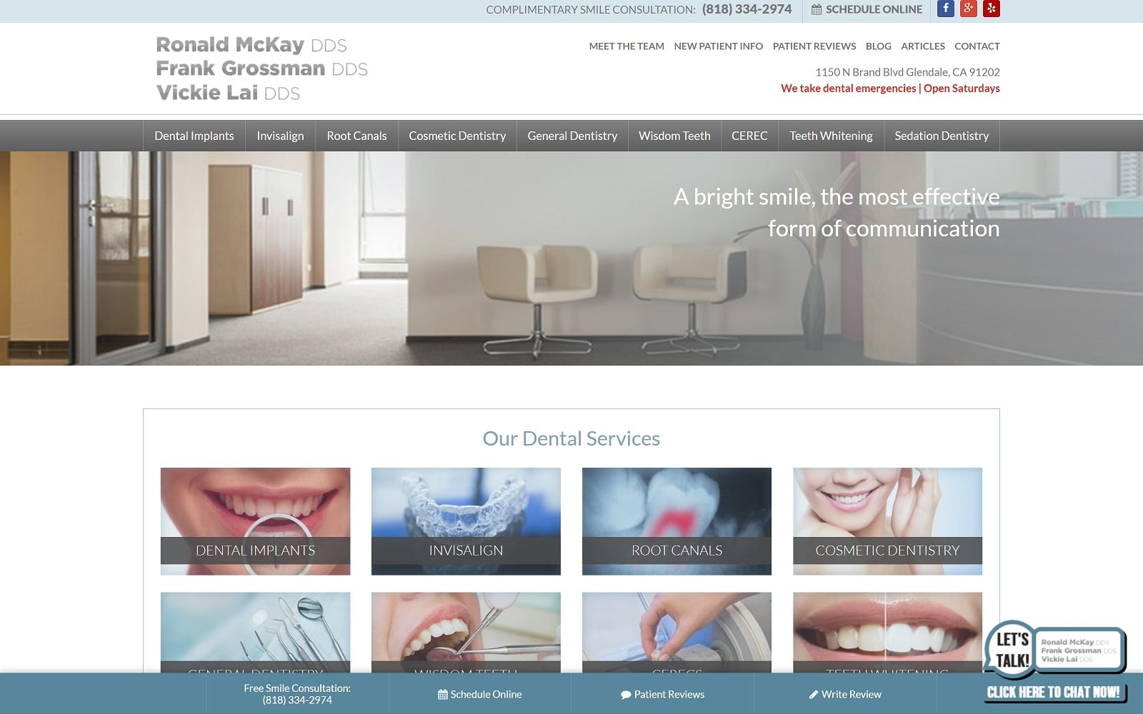 The Screenshot of Ronald McKay DDS glendaledental.com Website