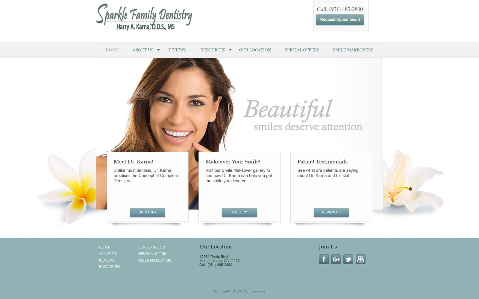The Screenshot of Sparkle Family Dentistry | Harry A. Karna DDS, MS harrykarnadds.com Website