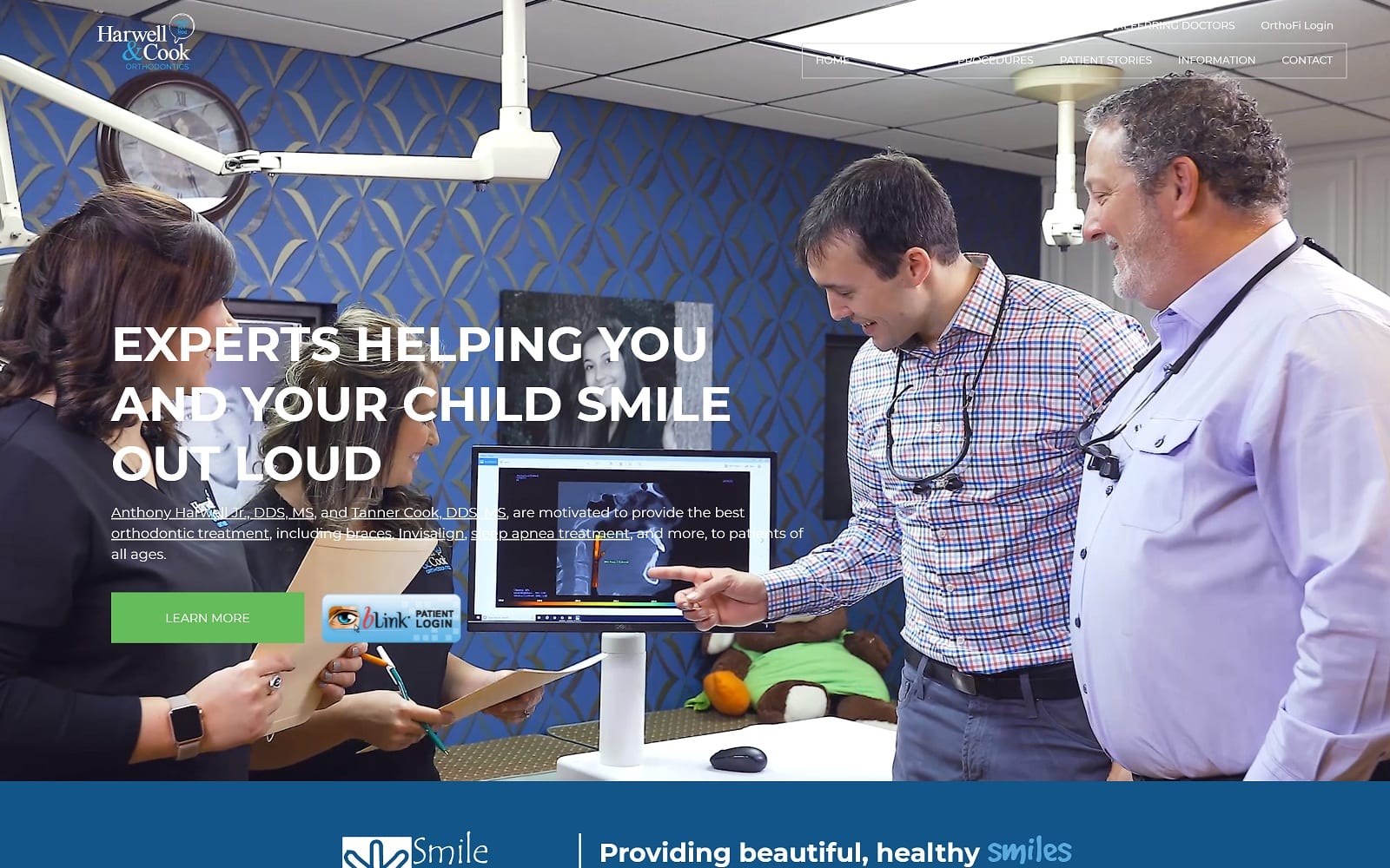 The Screenshot of Harwell & Cook Orthodontics harwellandcookortho.com Website