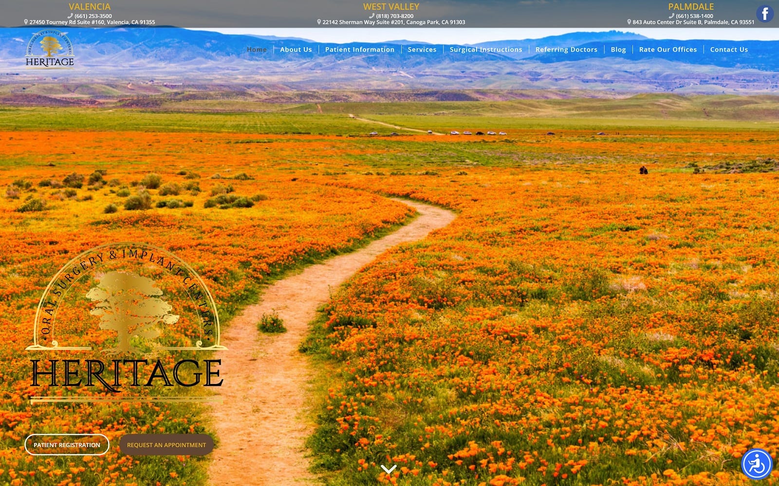 The Screenshot of Heritage Oral Surgery & Implant Centers heritageoralsurgery.com Website