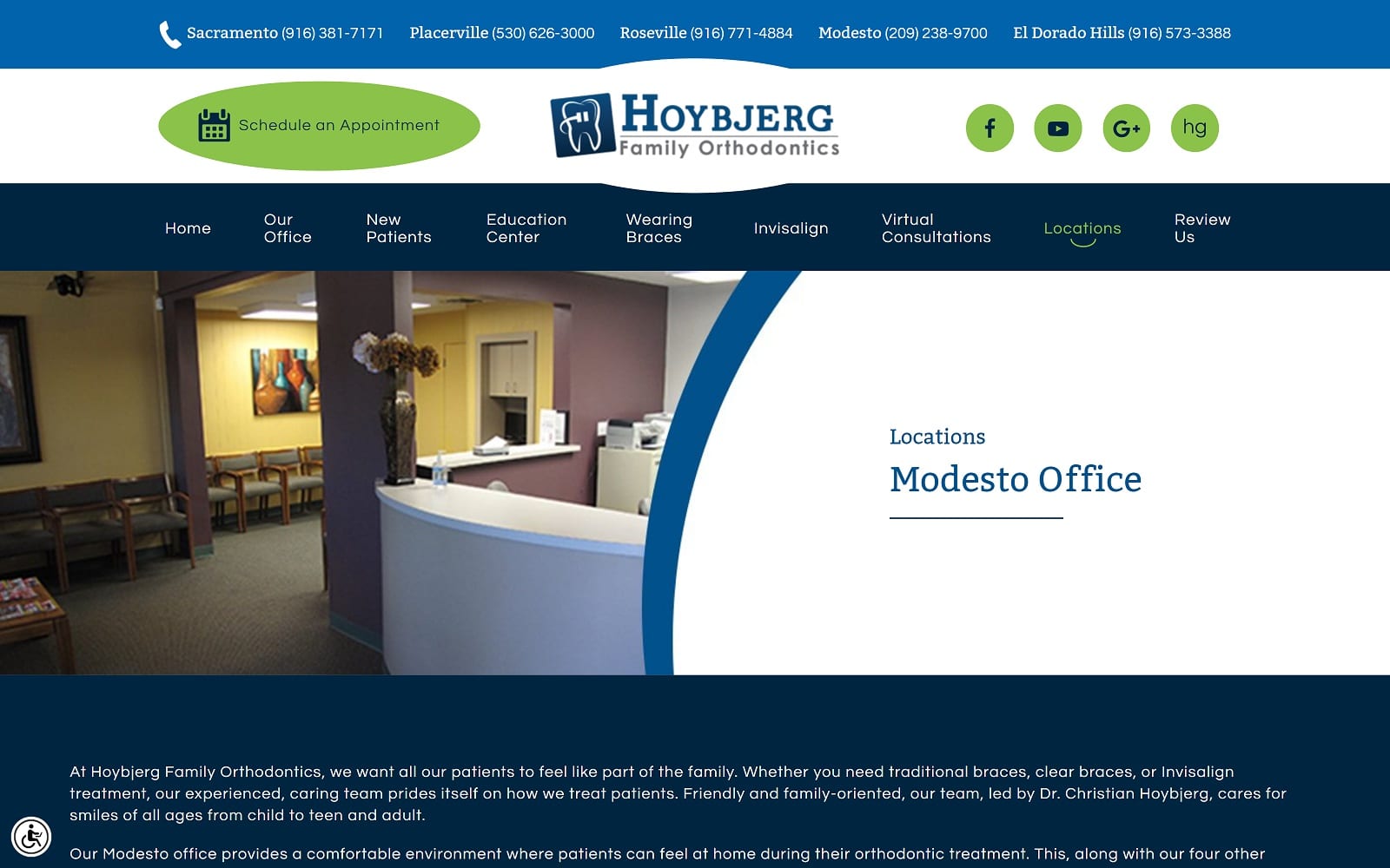 The Screenshot of Hoybjerg Family Orthodontics hfamilybraces.com Dr. Christian Hoybjerg Website