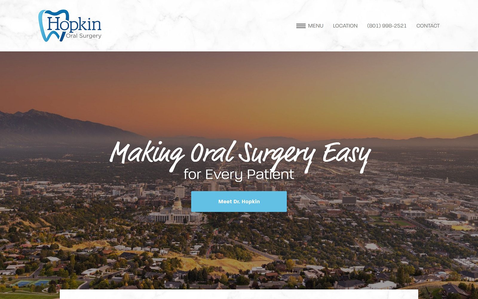 The Screenshot of Hopkin Oral Surgery hopkinoralsurgery.com Dr. Dustin Hopkin Website