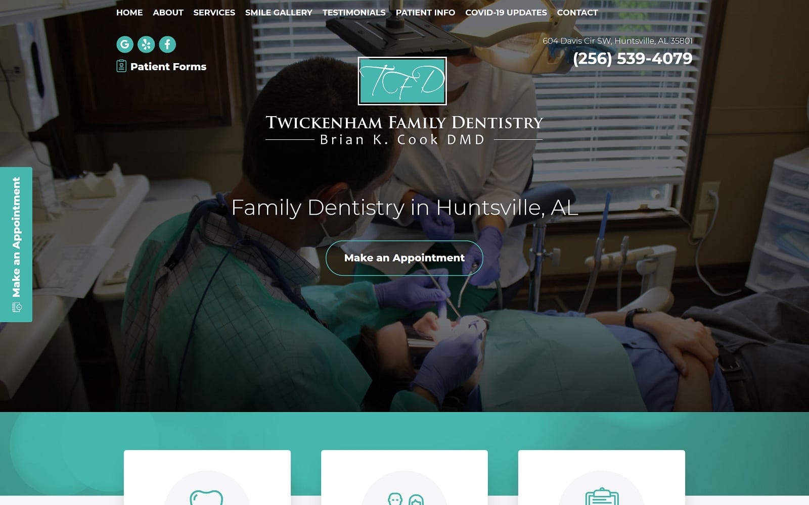 The Screenshot of Twickenham Family Dentistry hsvdentist.com Dr. Brian Cook Website