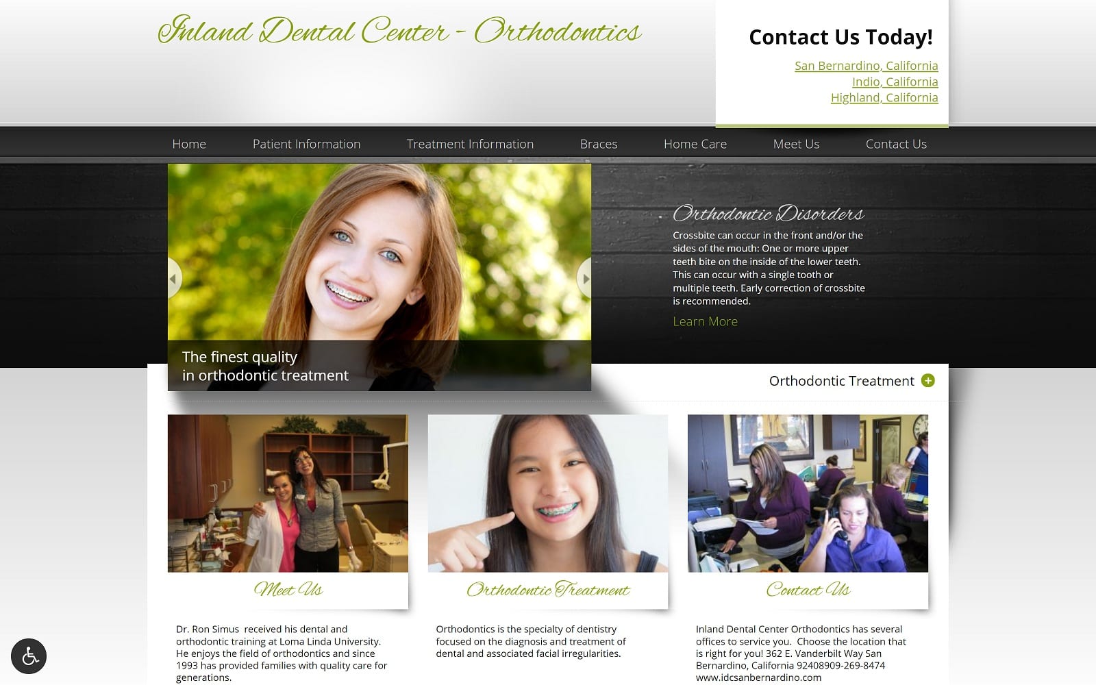 The Screenshot of IDC - Orthodontics - Dr. Ron Simus idc-ortho.com Website
