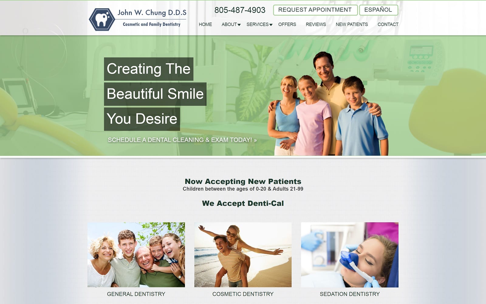 The Screenshot of John W Chung DDS General Dentistry johnwchungdds.com Website