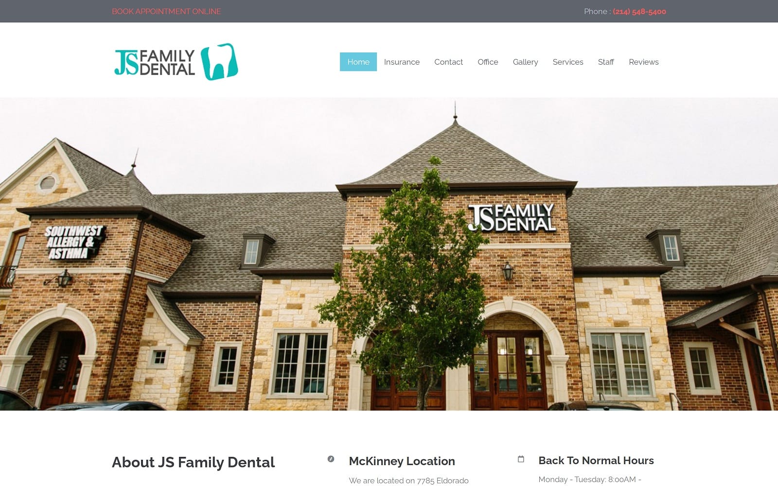 The Screenshot of JS Family Dental jsfamilydental.com Website